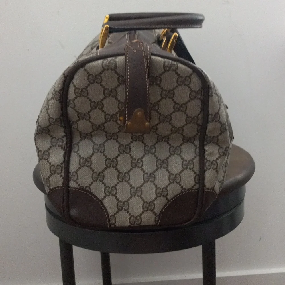 Authentic Vintage Gucci GG Monogram Supreme Sherry Web Ophidia Large Boston Bag - Picture 5 of 10